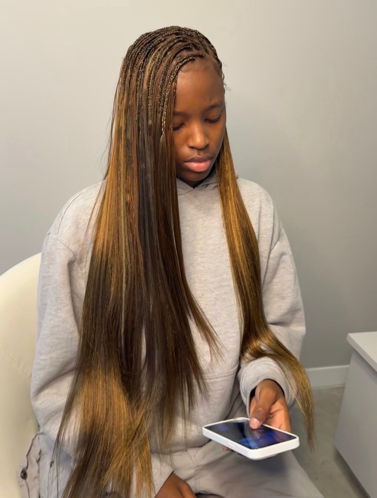 Long brown box braids